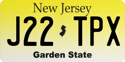 NJ license plate J22TPX