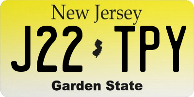NJ license plate J22TPY