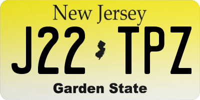NJ license plate J22TPZ