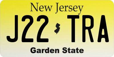 NJ license plate J22TRA