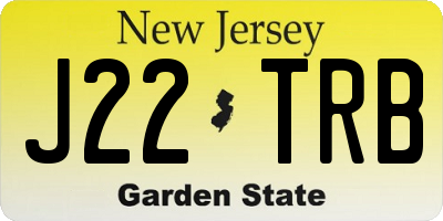 NJ license plate J22TRB
