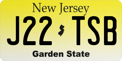 NJ license plate J22TSB