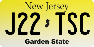 NJ license plate J22TSC