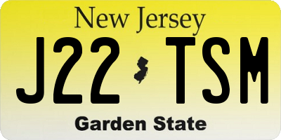 NJ license plate J22TSM