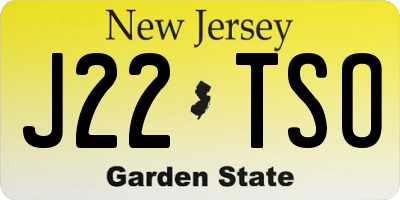 NJ license plate J22TSO