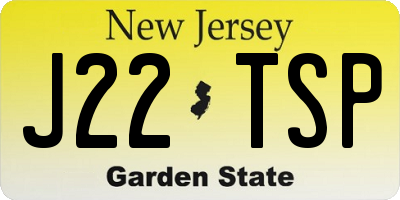 NJ license plate J22TSP