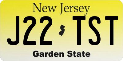 NJ license plate J22TST
