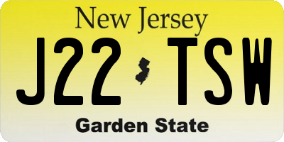 NJ license plate J22TSW