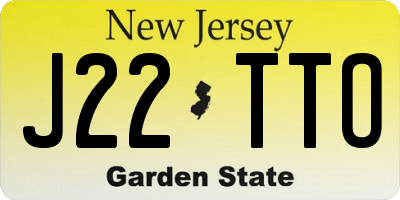 NJ license plate J22TTO