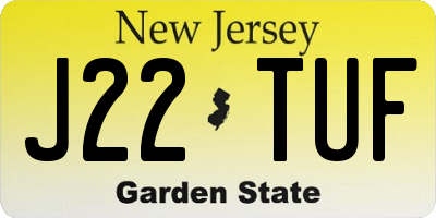 NJ license plate J22TUF