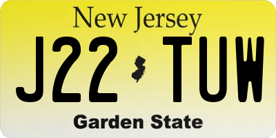 NJ license plate J22TUW