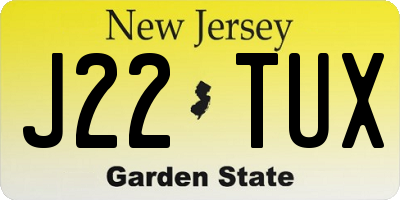 NJ license plate J22TUX