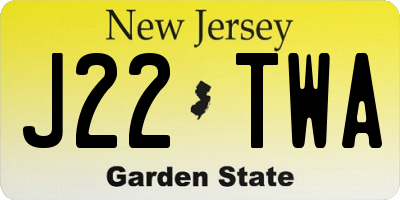 NJ license plate J22TWA