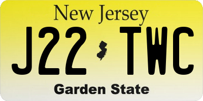 NJ license plate J22TWC