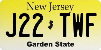 NJ license plate J22TWF