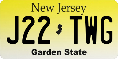 NJ license plate J22TWG