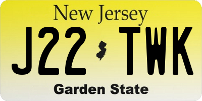 NJ license plate J22TWK