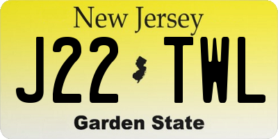 NJ license plate J22TWL
