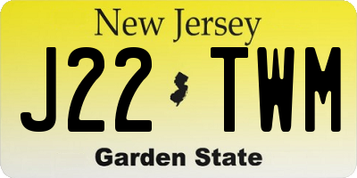 NJ license plate J22TWM