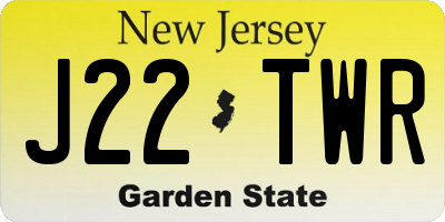 NJ license plate J22TWR
