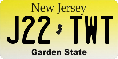 NJ license plate J22TWT