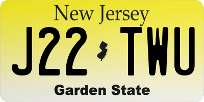 NJ license plate J22TWU