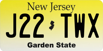 NJ license plate J22TWX