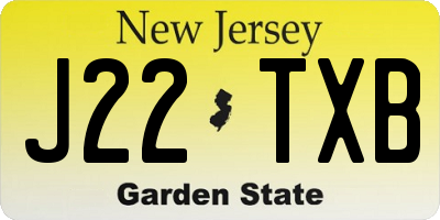 NJ license plate J22TXB