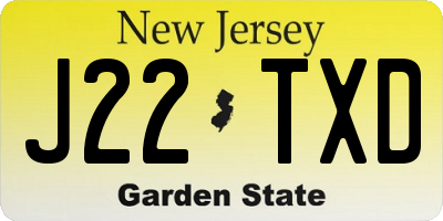 NJ license plate J22TXD