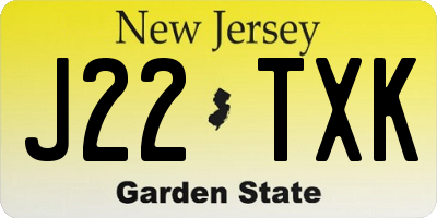 NJ license plate J22TXK