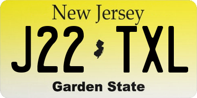 NJ license plate J22TXL