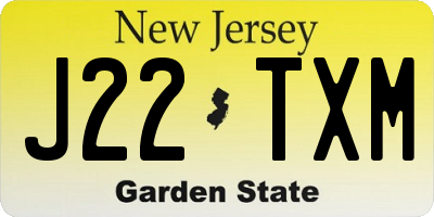 NJ license plate J22TXM