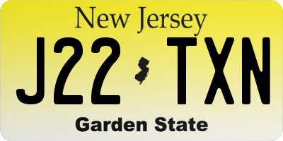 NJ license plate J22TXN