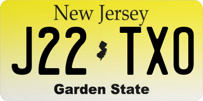 NJ license plate J22TXO