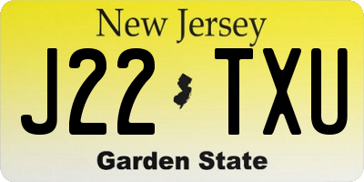 NJ license plate J22TXU