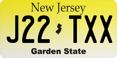 NJ license plate J22TXX
