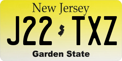 NJ license plate J22TXZ