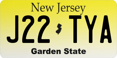NJ license plate J22TYA