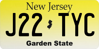 NJ license plate J22TYC