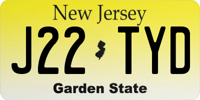 NJ license plate J22TYD