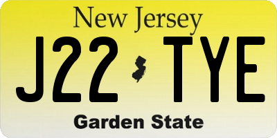 NJ license plate J22TYE
