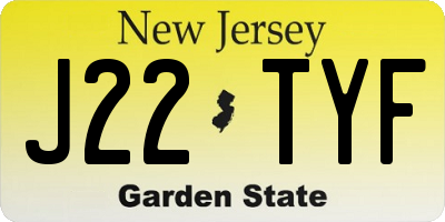 NJ license plate J22TYF