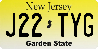 NJ license plate J22TYG