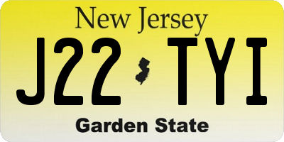 NJ license plate J22TYI