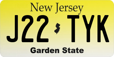 NJ license plate J22TYK
