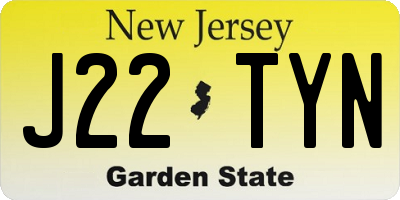 NJ license plate J22TYN