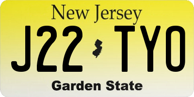 NJ license plate J22TYO