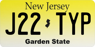 NJ license plate J22TYP
