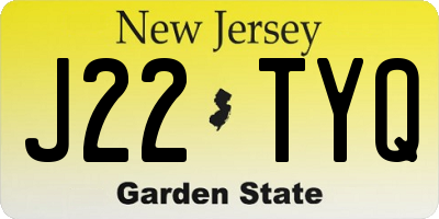 NJ license plate J22TYQ