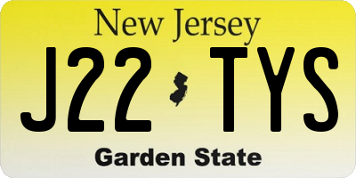 NJ license plate J22TYS